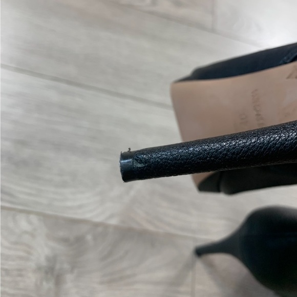 REISS Black Pointed Toe Leather Heeled Ankle Boots - Picture 6 of 11